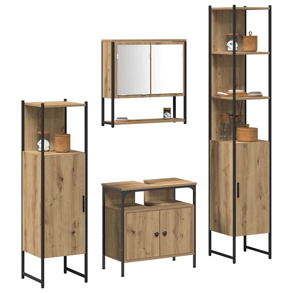 Ensemble de mobilier de salle de bain 4 pc Chêne artisanal