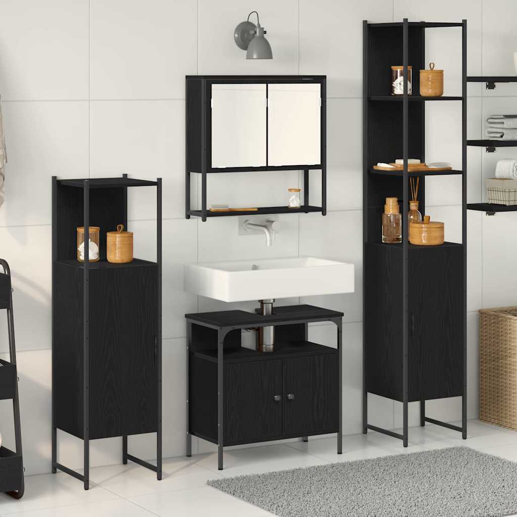 Ensemble de mobilier de salle de bain 4 pc Chêne noir