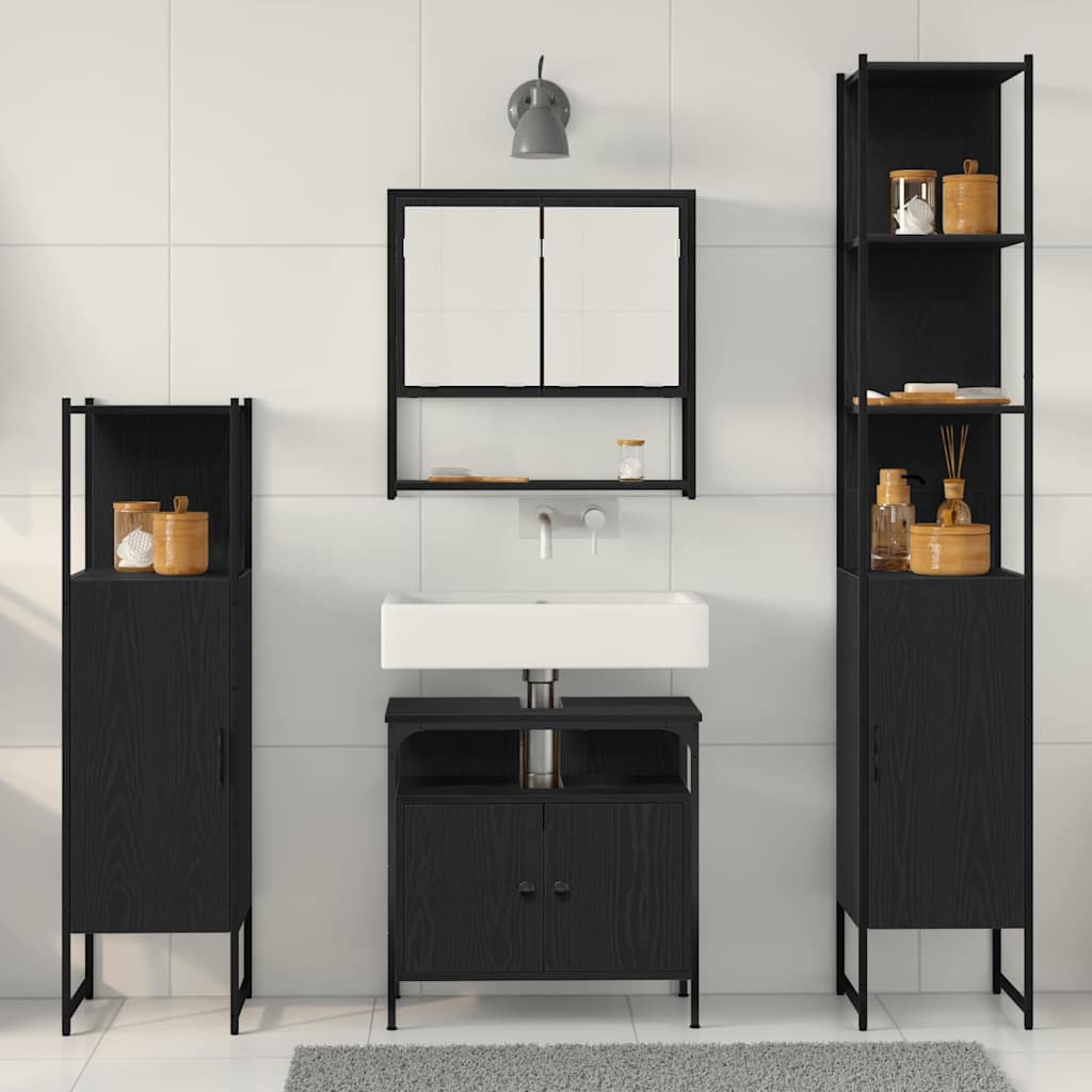 Ensemble de mobilier de salle de bain 4 pc Chêne noir
