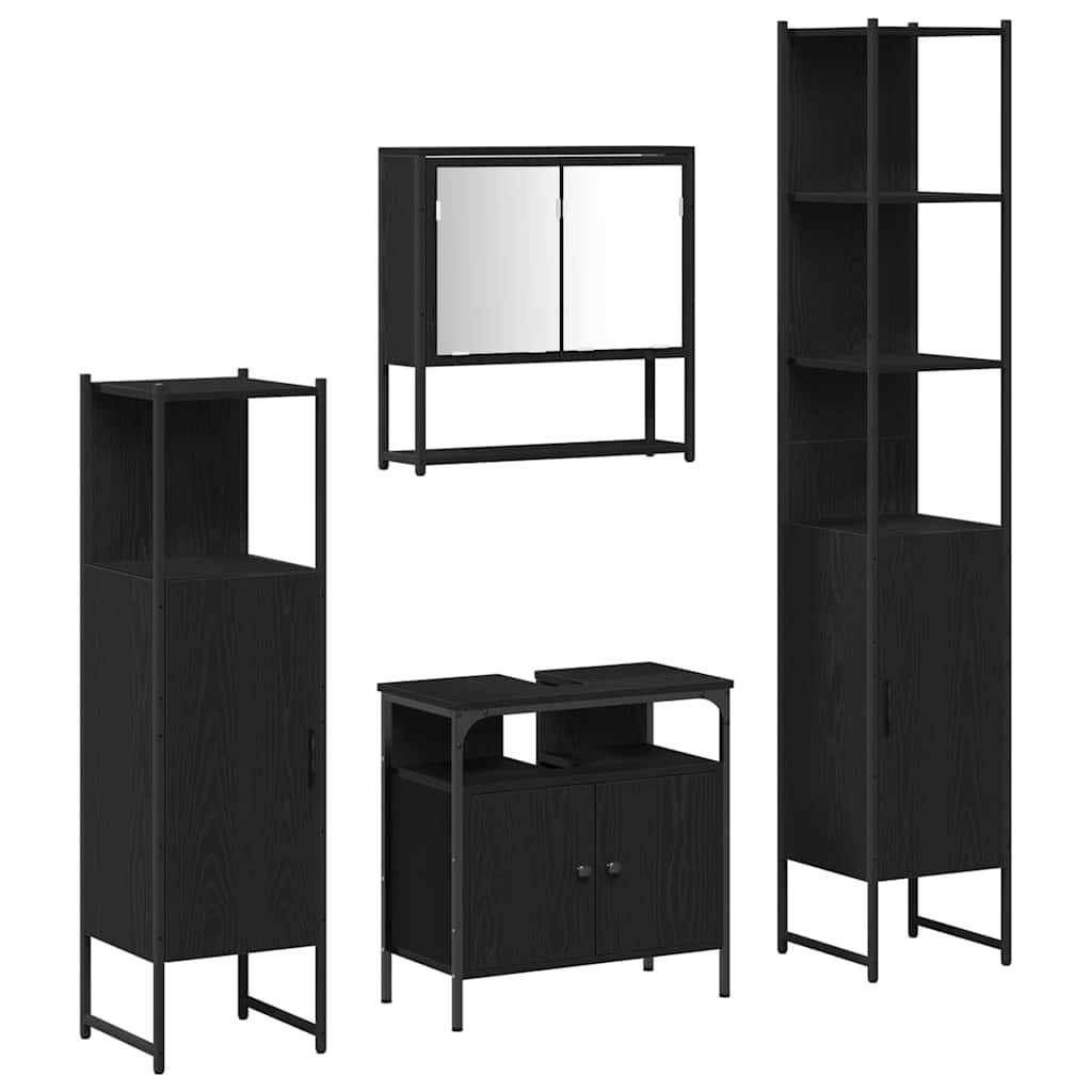 Ensemble de mobilier de salle de bain 4 pc Chêne noir