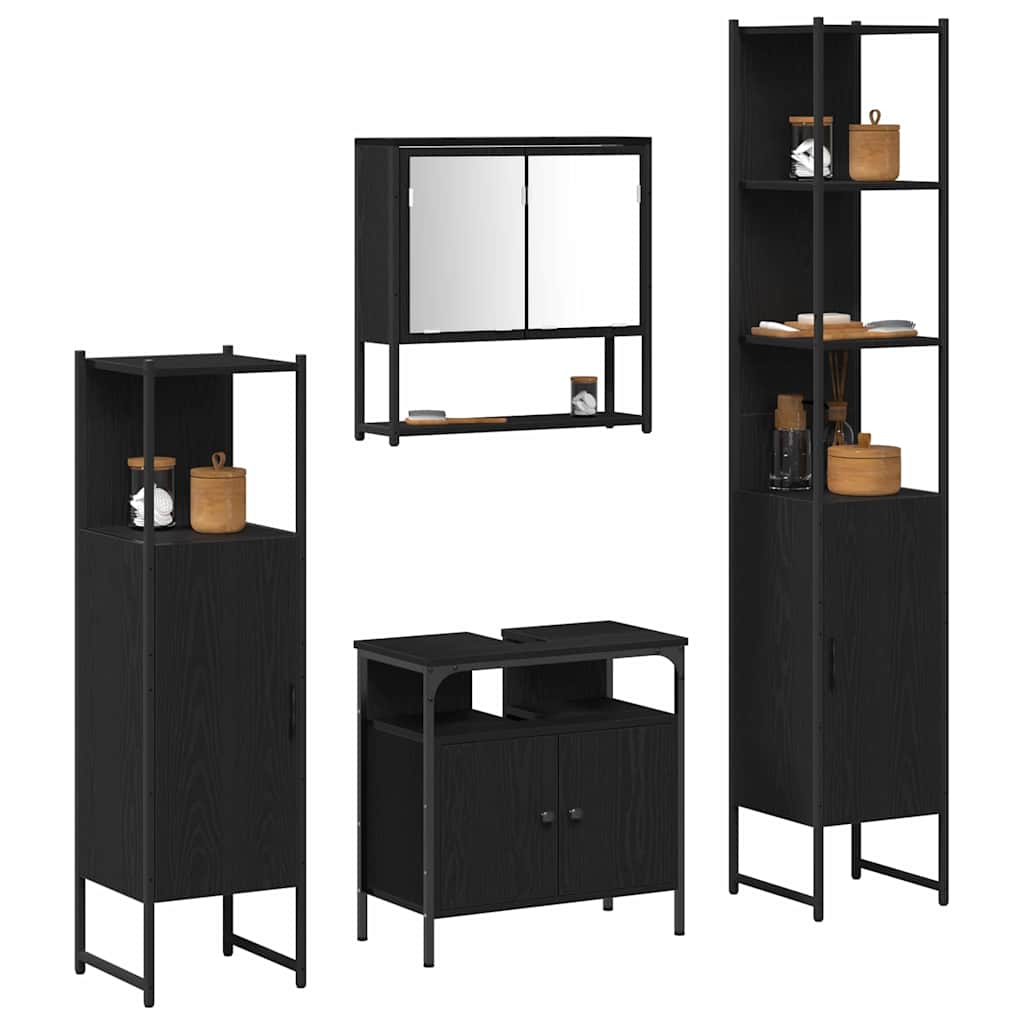 Ensemble de mobilier de salle de bain 4 pc Chêne noir