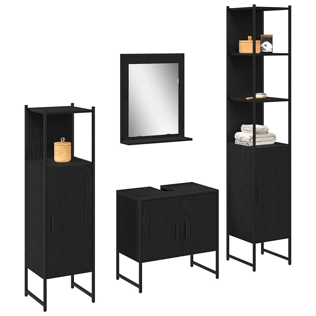 Ensemble de mobilier de salle de bain 4 pc Noir