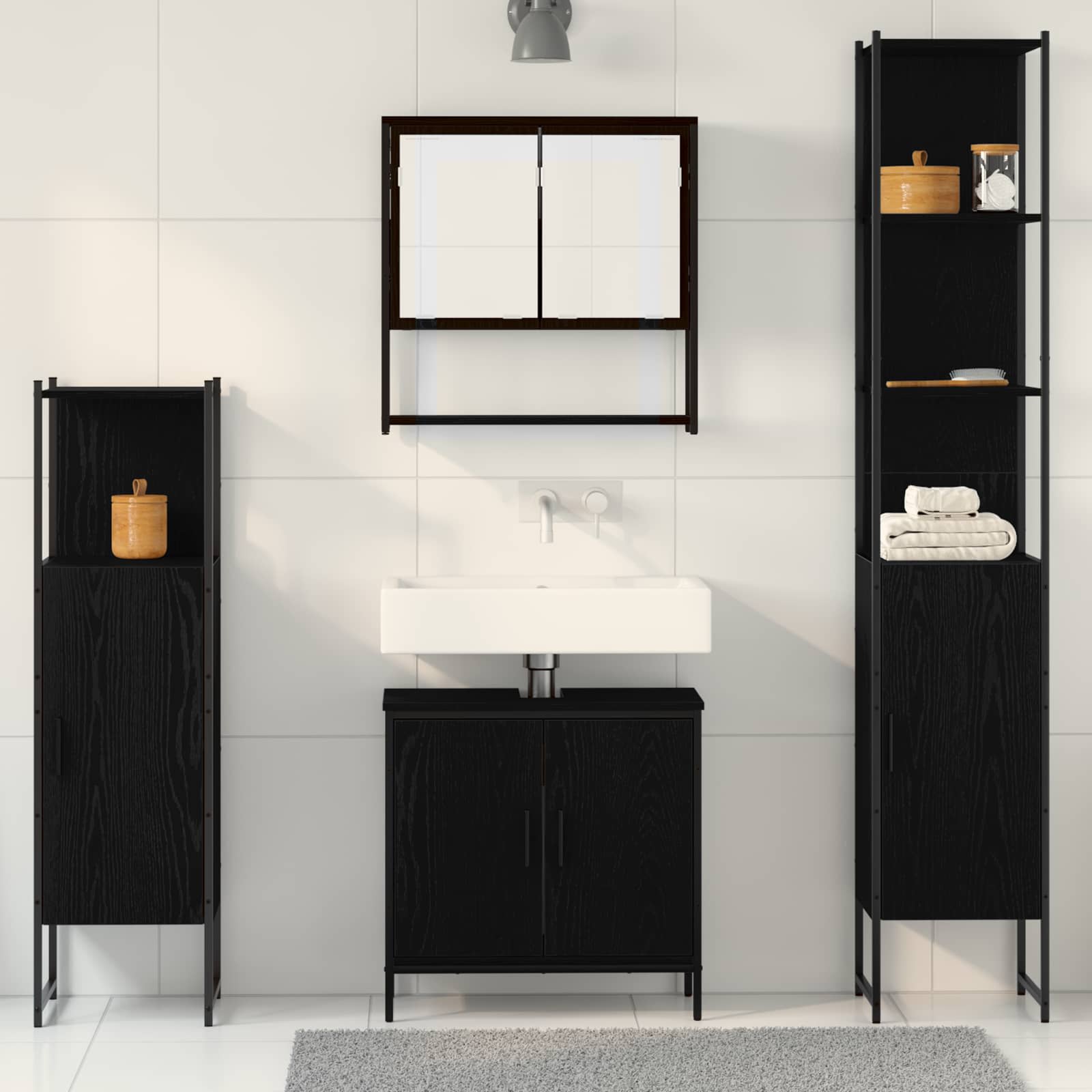 Ensemble de mobilier de salle de bain 4 pc Noir