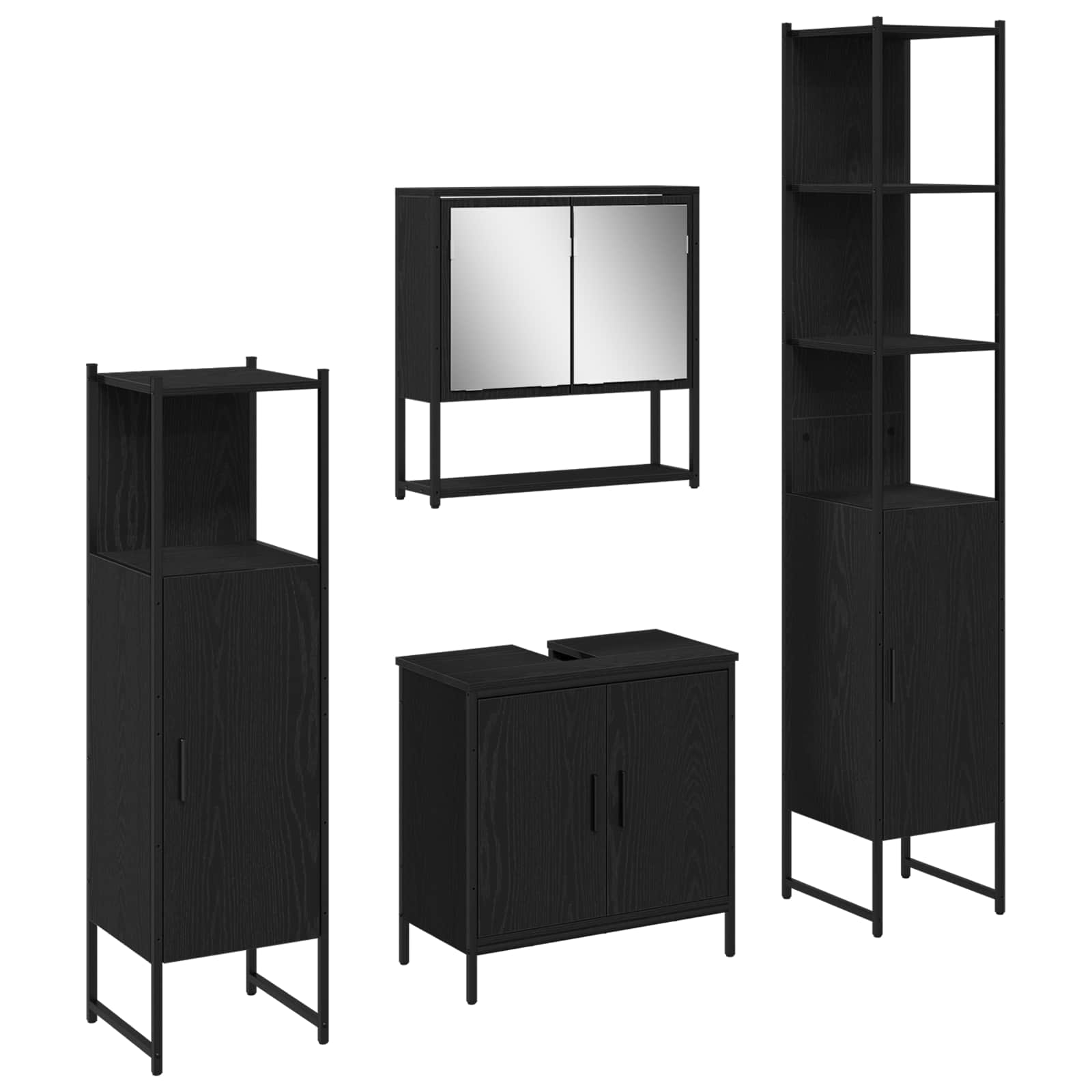 Ensemble de mobilier de salle de bain 4 pc Noir