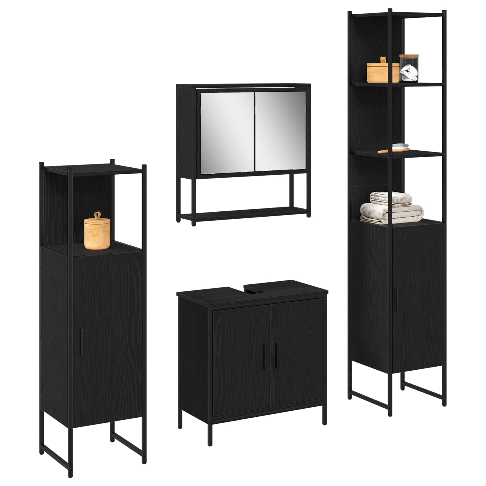 Ensemble de mobilier de salle de bain 4 pc Noir