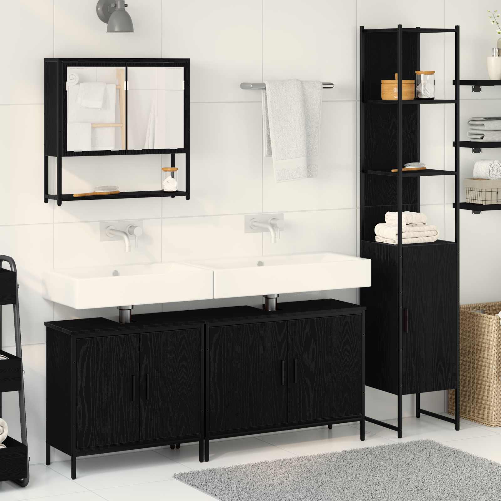 Ensemble de mobilier de salle de bain 4 pc Noir