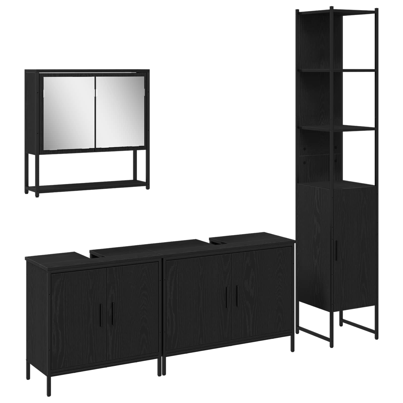 Ensemble de mobilier de salle de bain 4 pc Noir