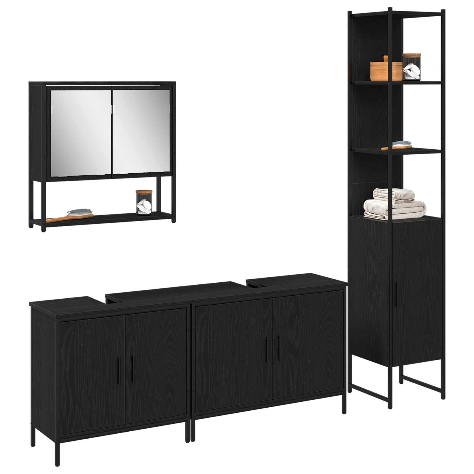 Ensemble de mobilier de salle de bain 4 pc Noir