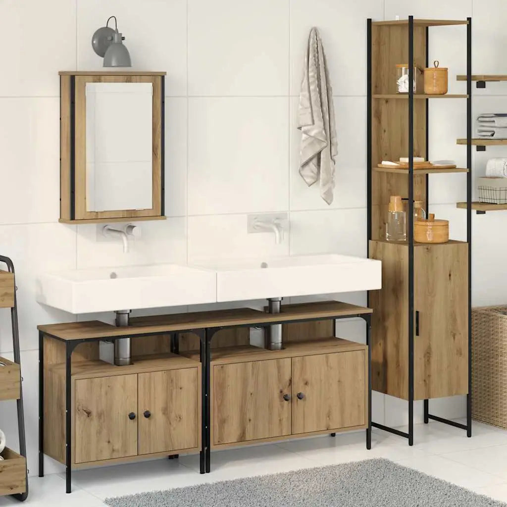 Ensemble de mobilier de salle de bain 4 pc Chêne artisanal - XIOS