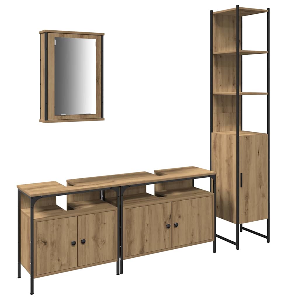 Ensemble de mobilier de salle de bain 4 pc Chêne artisanal