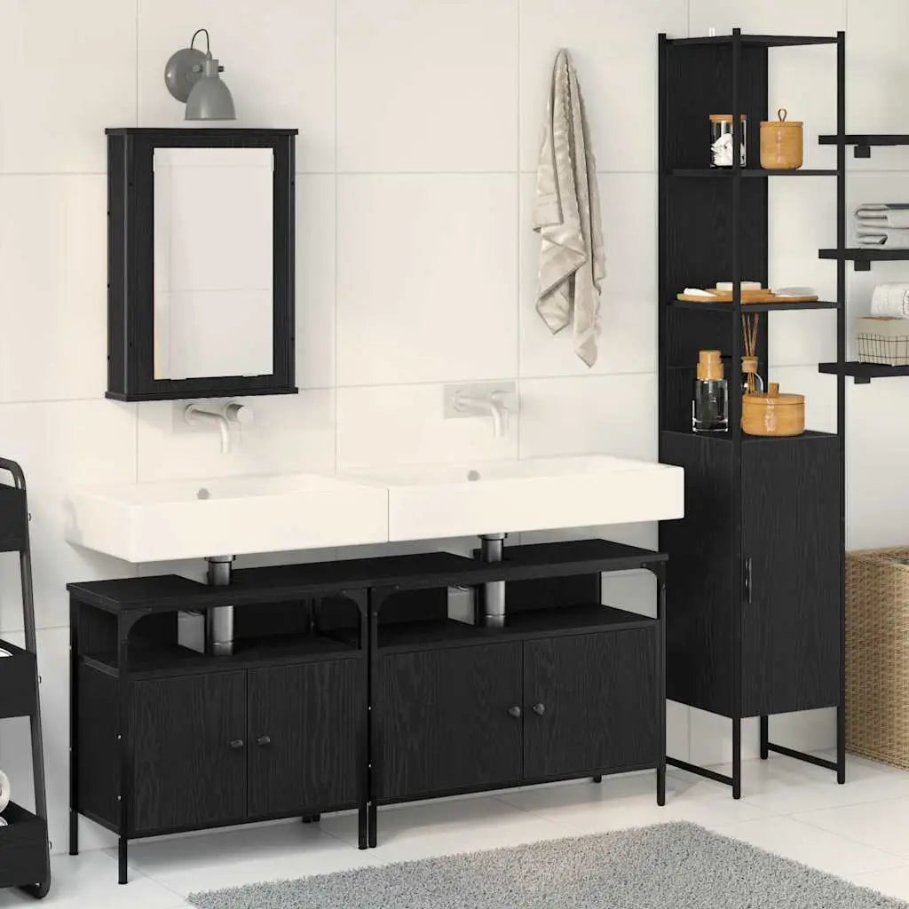Ensemble de mobilier de salle de bain 4 pc Chêne noir - XIOS