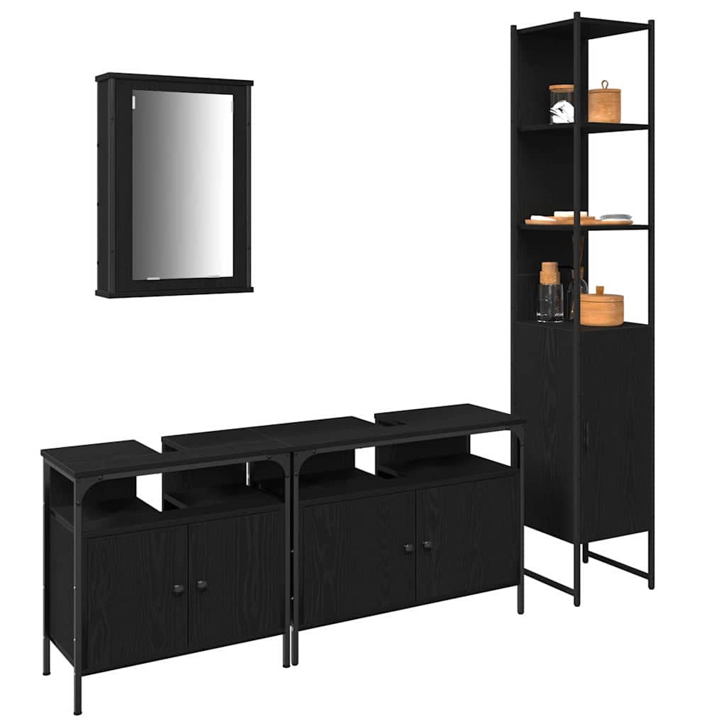 Ensemble de mobilier de salle de bain 4 pc Chêne noir