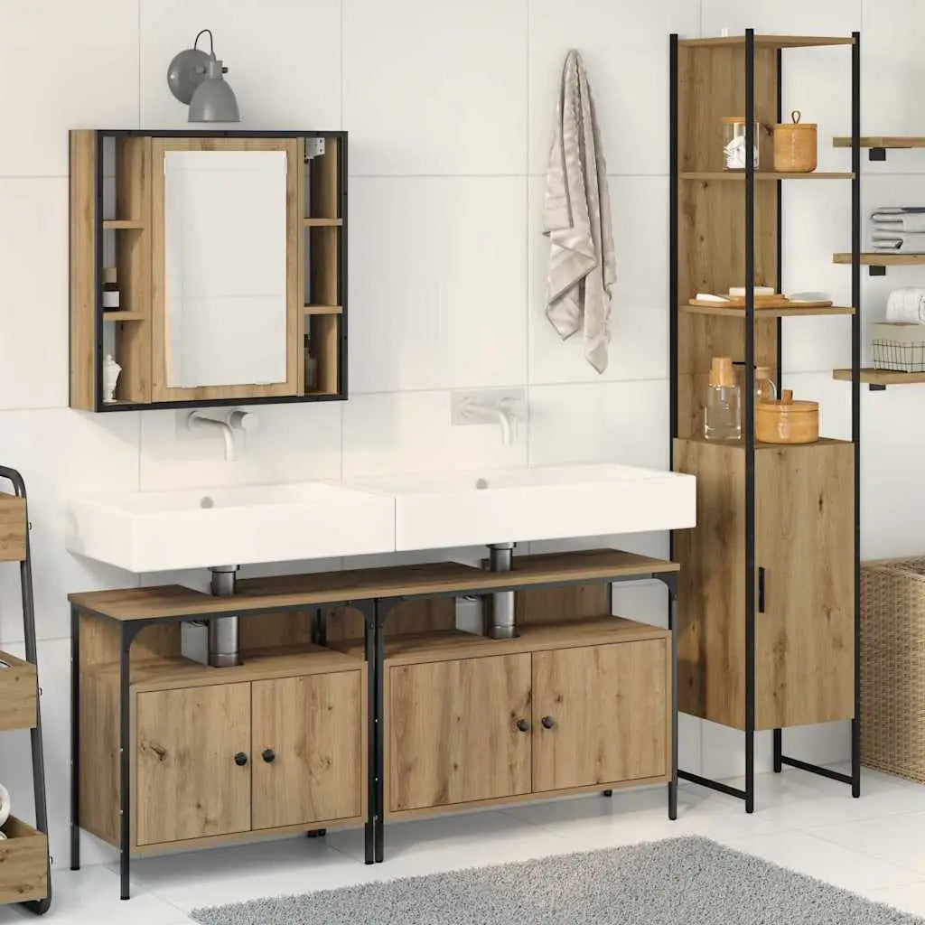 Ensemble de mobilier de salle de bain 4 pc Chêne artisanal - XIOS