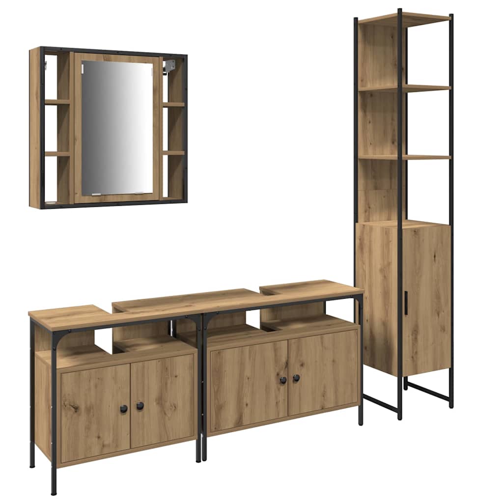 Ensemble de mobilier de salle de bain 4 pc Chêne artisanal