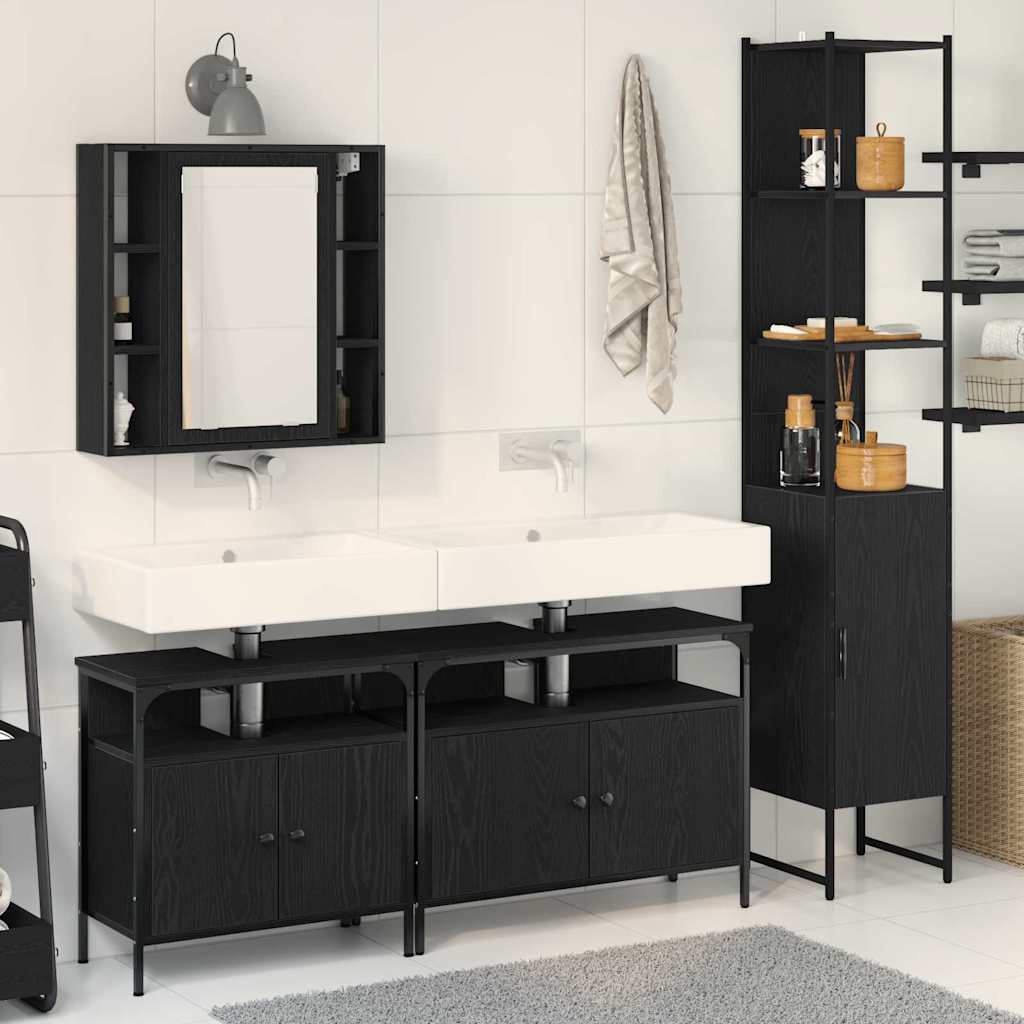 Ensemble de mobilier de salle de bain 4 pc Chêne noir