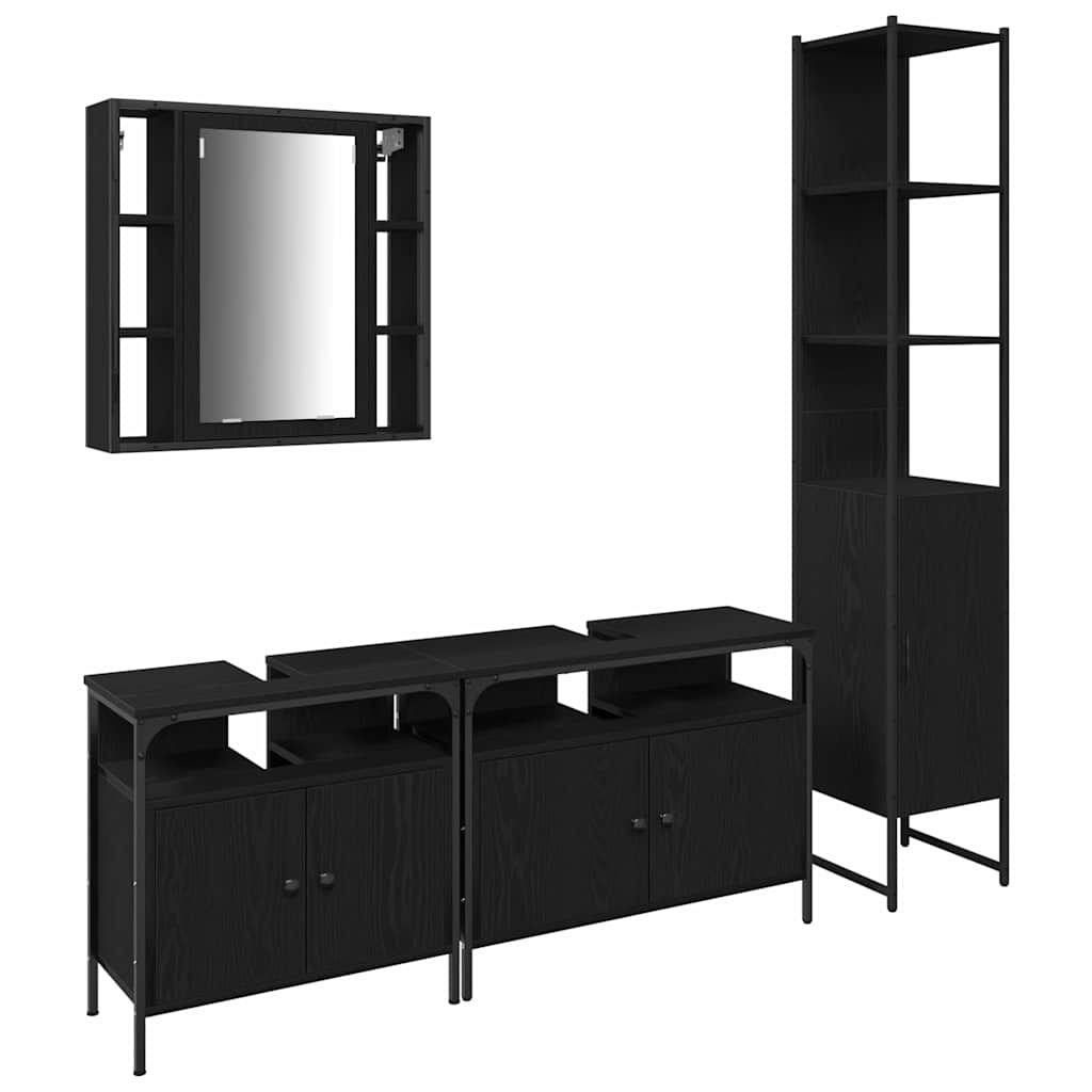 Ensemble de mobilier de salle de bain 4 pc Chêne noir