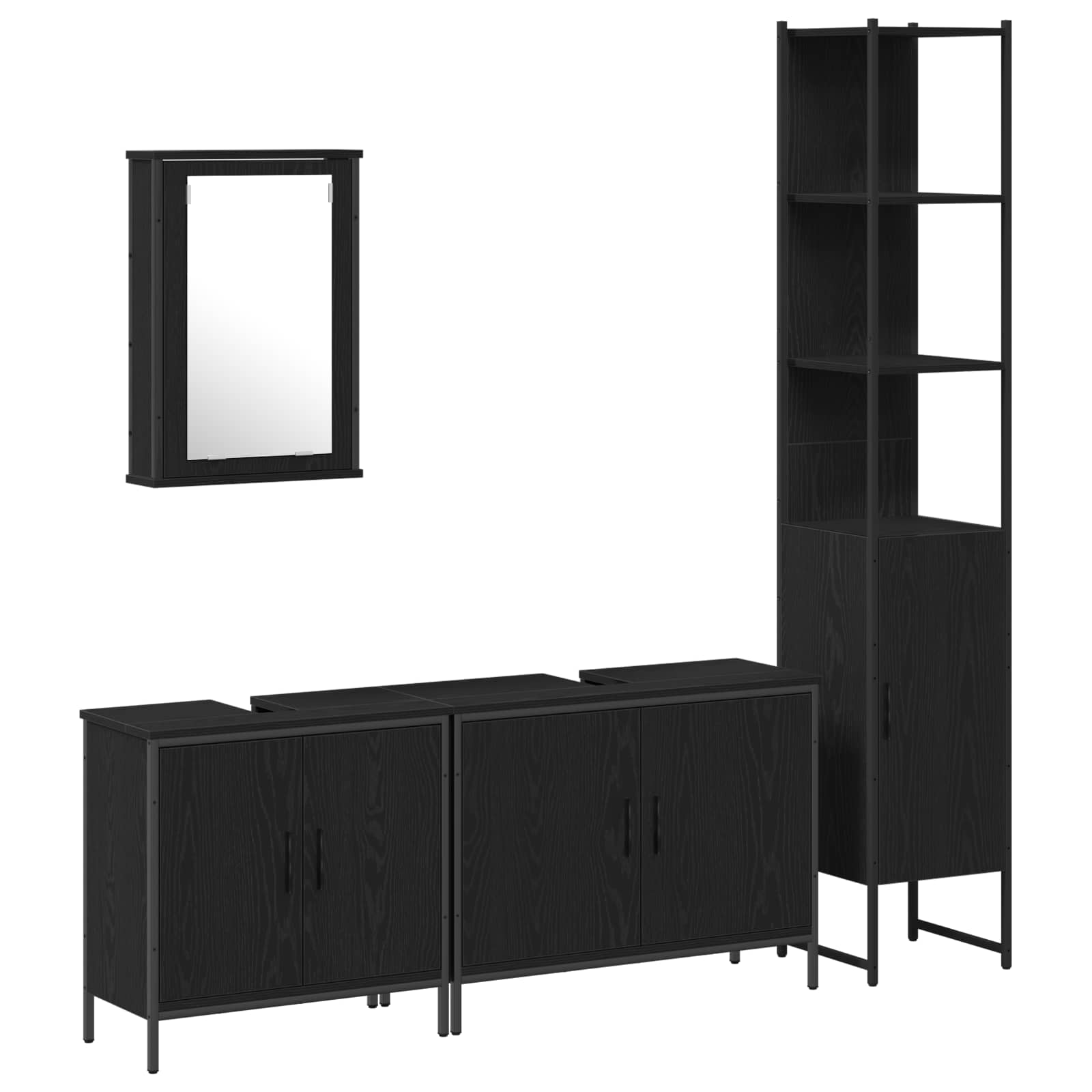 Ensemble de mobilier de salle de bain 4 pièces Noir