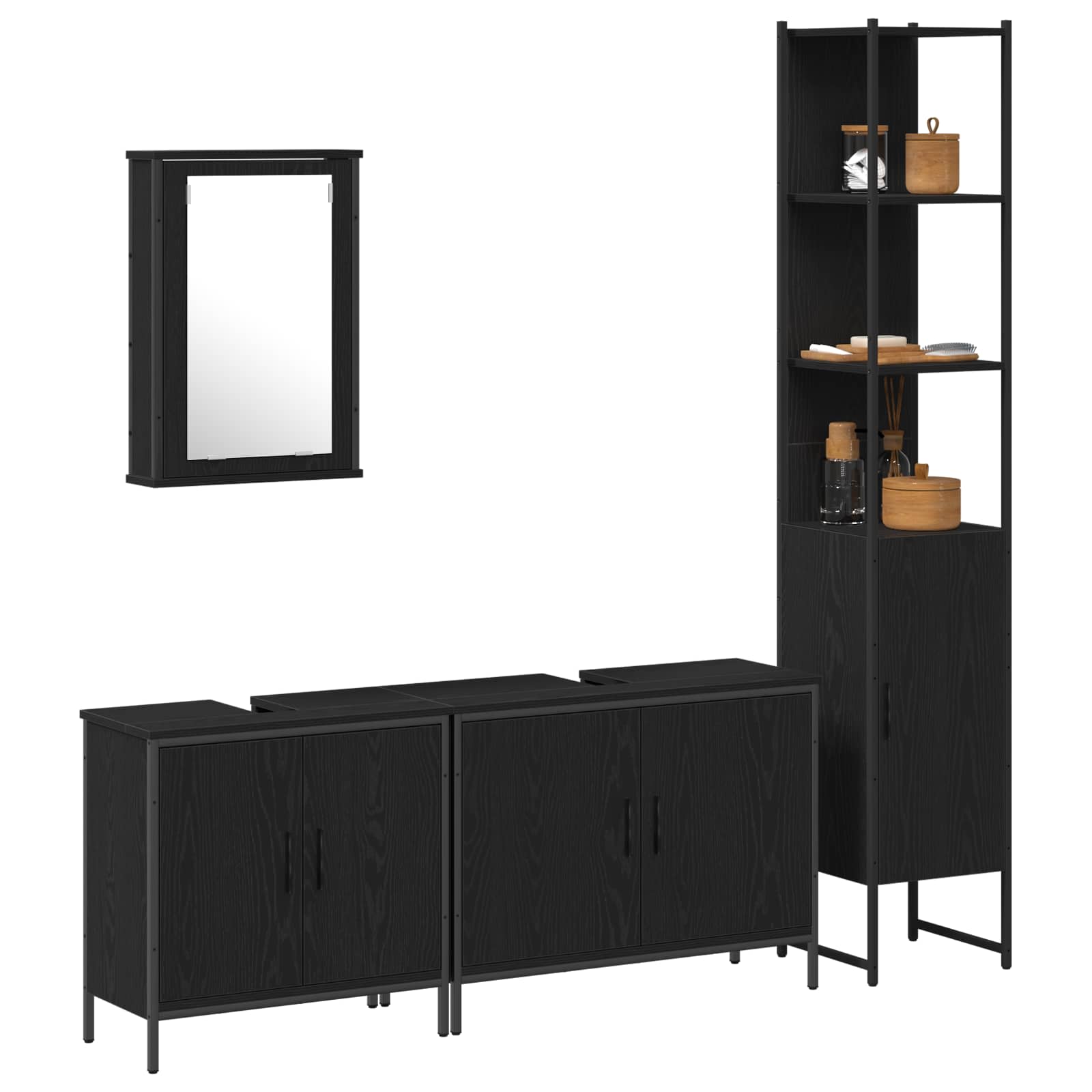 Ensemble de mobilier de salle de bain 4 pièces Noir