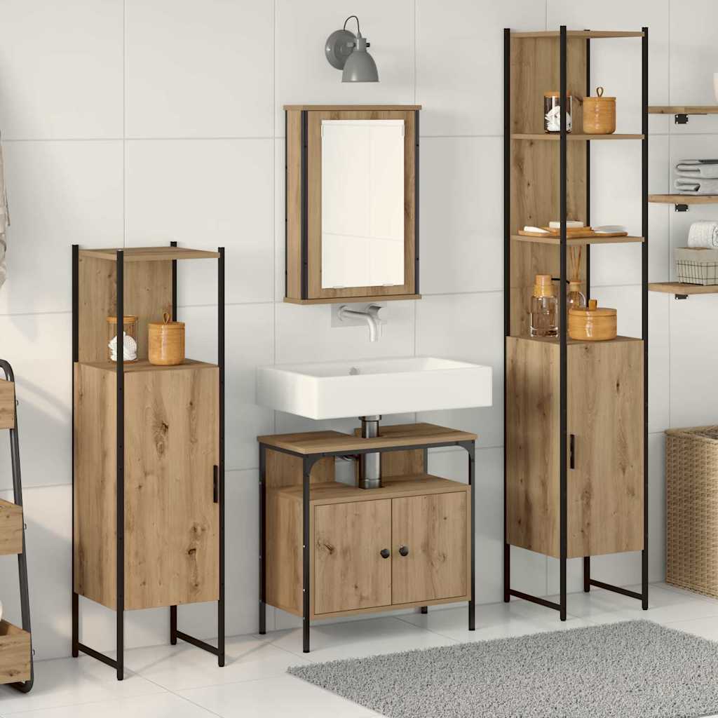 Ensemble de mobilier de salle de bain 4 pc Chêne artisanal