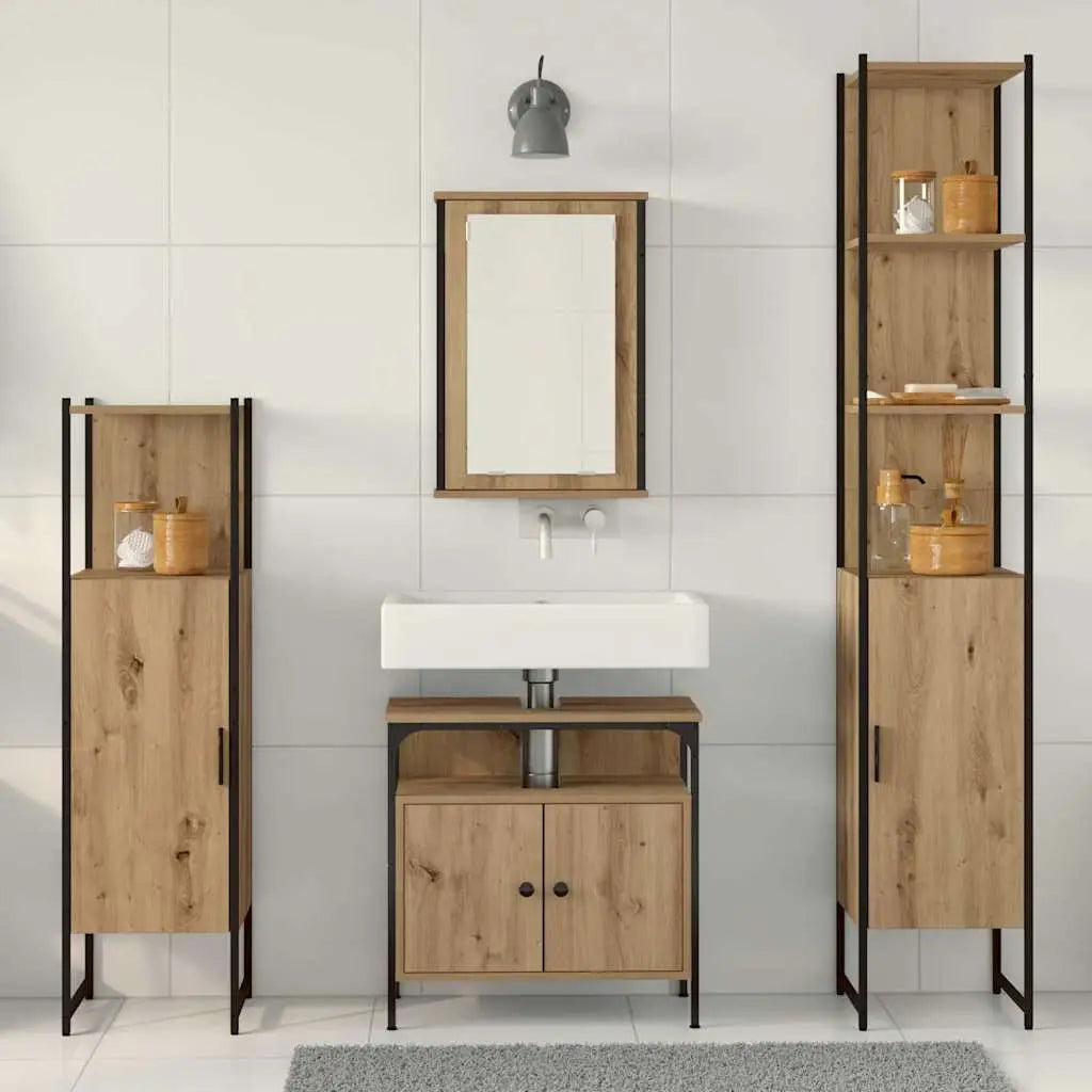 Ensemble de mobilier de salle de bain 4 pc Chêne artisanal - XIOS