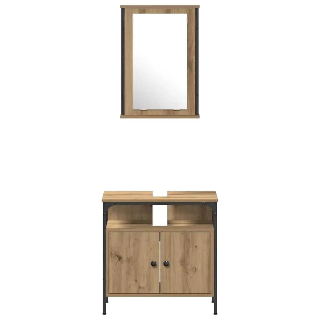 Ensemble de mobilier de salle de bain 4 pc Chêne artisanal - XIOS