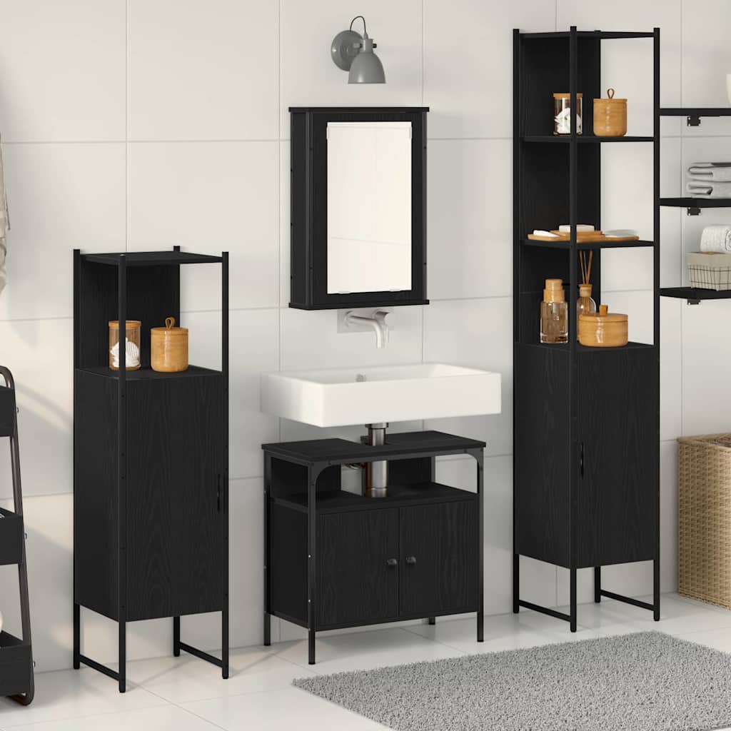 Ensemble de mobilier de salle de bain 4 pc Chêne noir