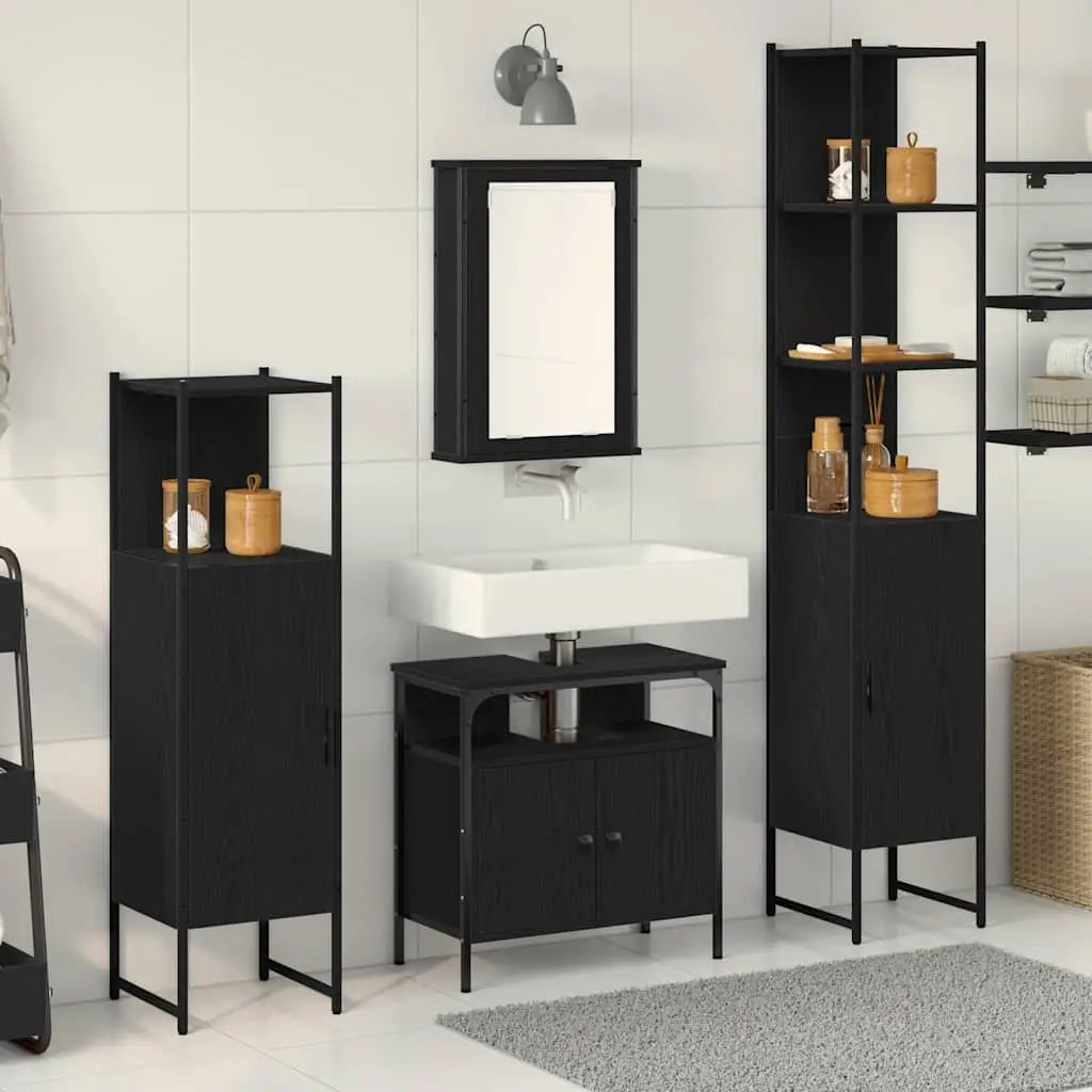 Ensemble de mobilier de salle de bain 4 pc Chêne noir - XIOS