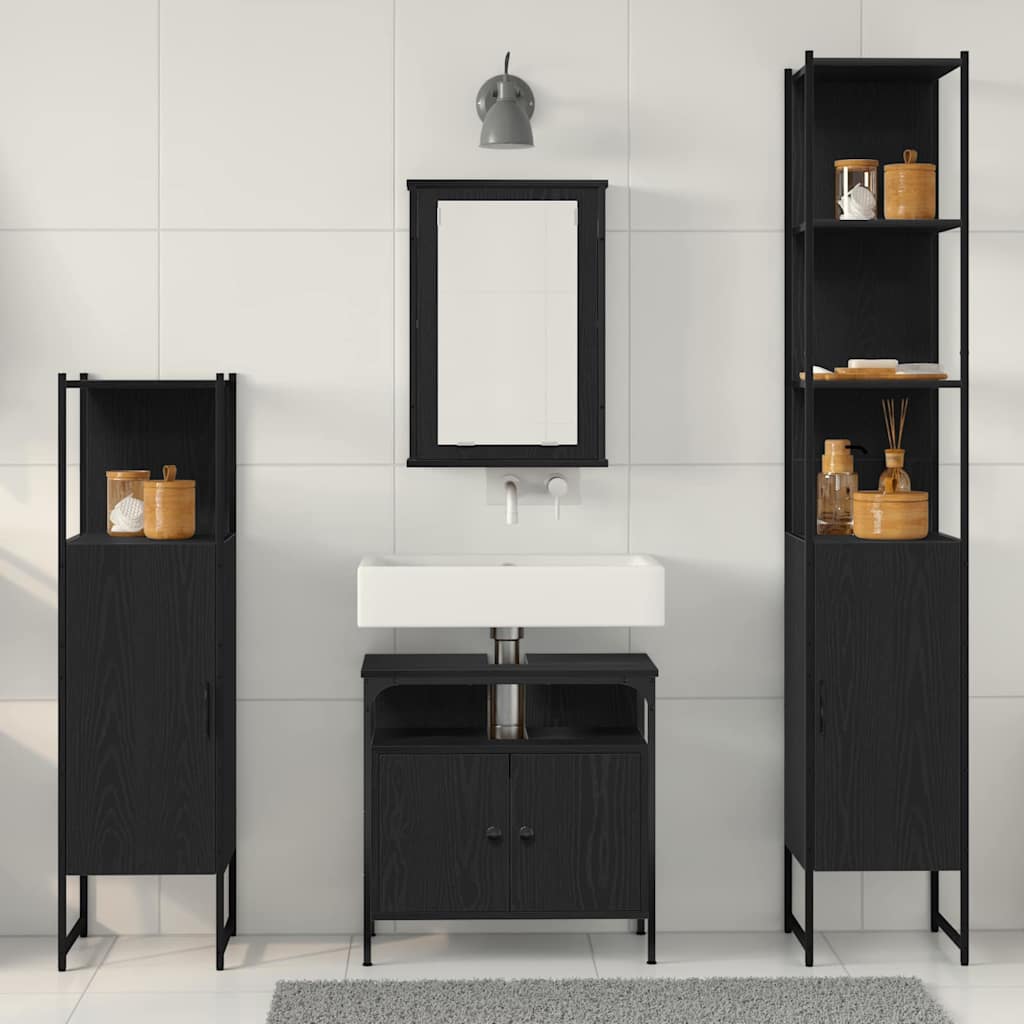 Ensemble de mobilier de salle de bain 4 pc Chêne noir