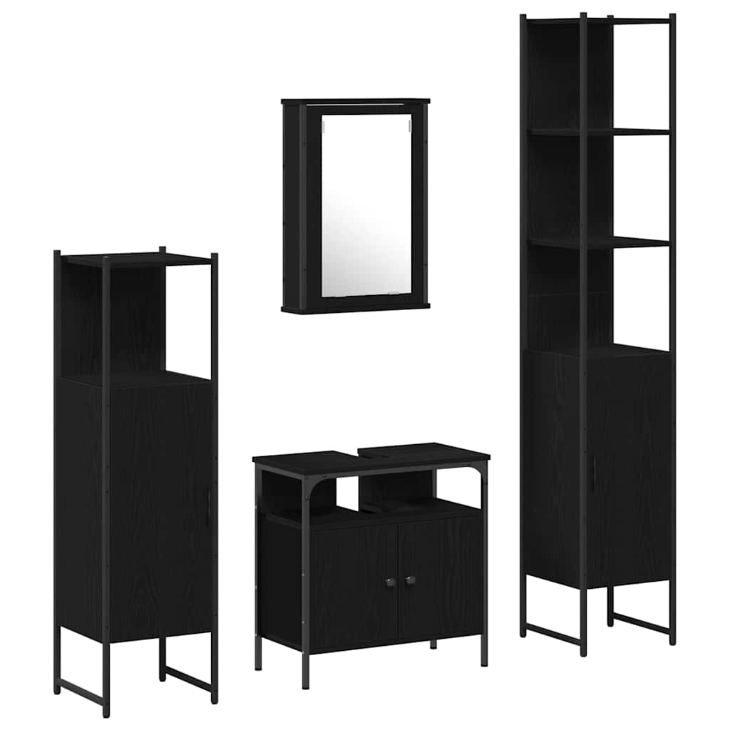 Ensemble de mobilier de salle de bain 4 pc Chêne noir