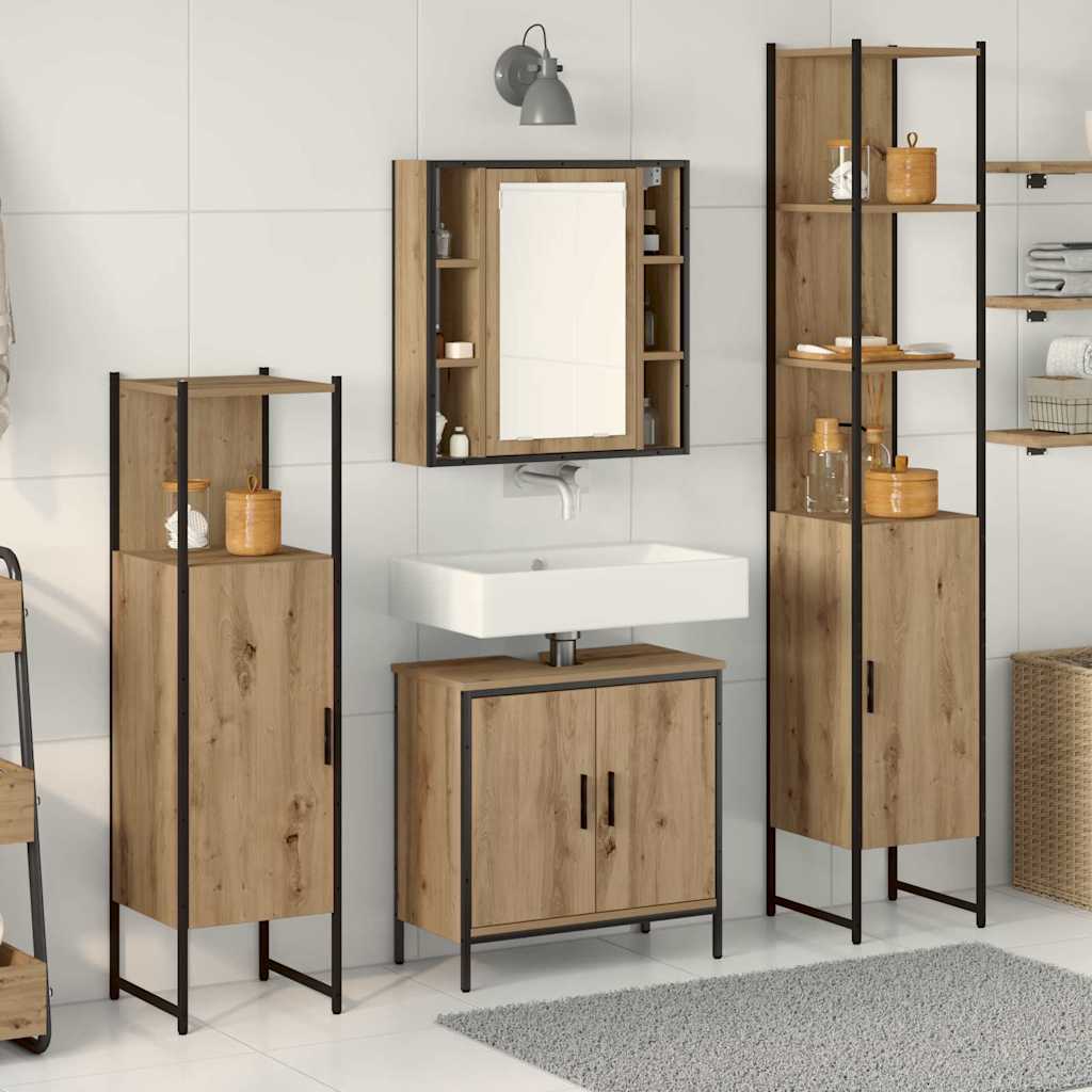 Ensemble de mobilier de salle de bain 4 pièces Marron