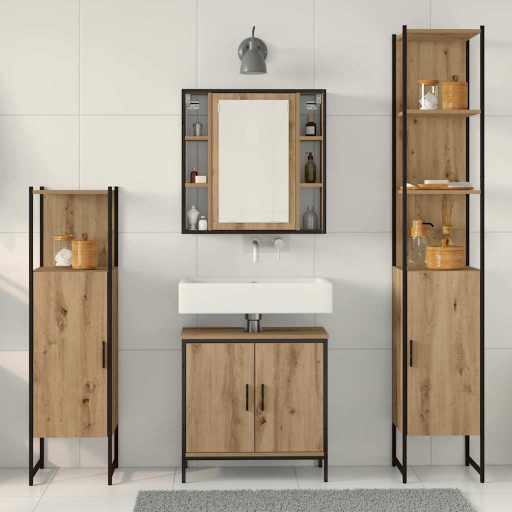 Ensemble de mobilier de salle de bain 4 pièces Marron