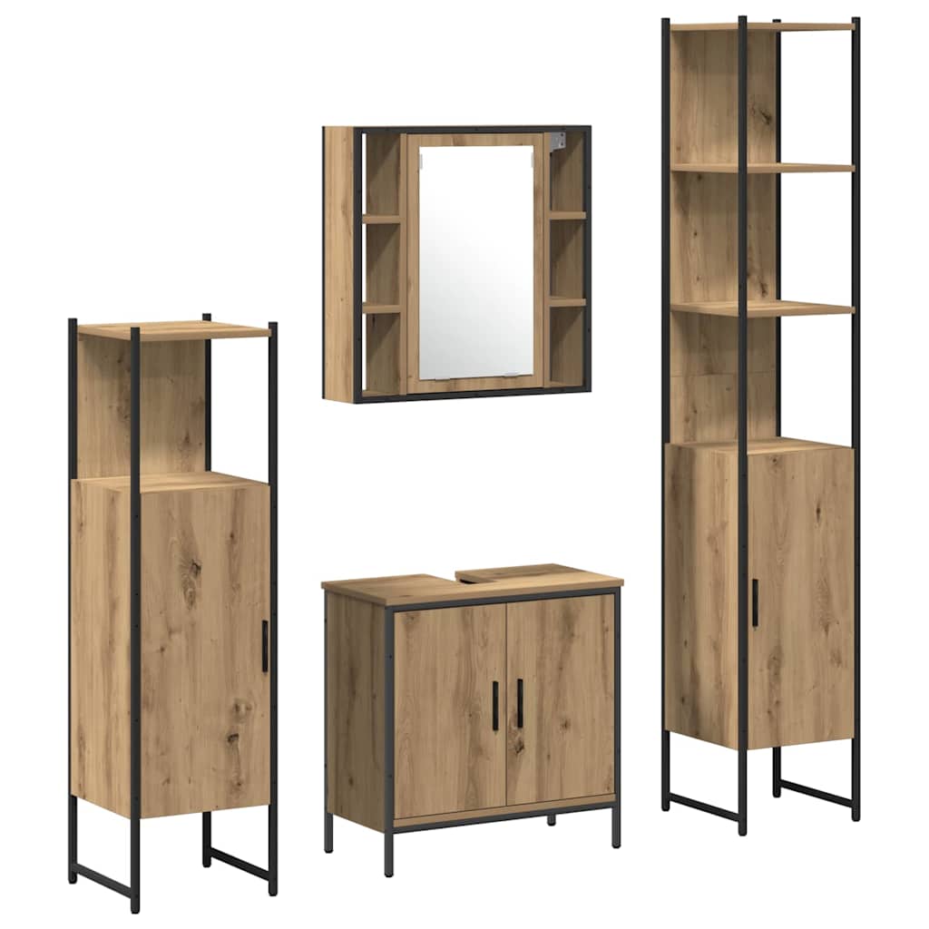 Ensemble de mobilier de salle de bain 4 pièces Marron