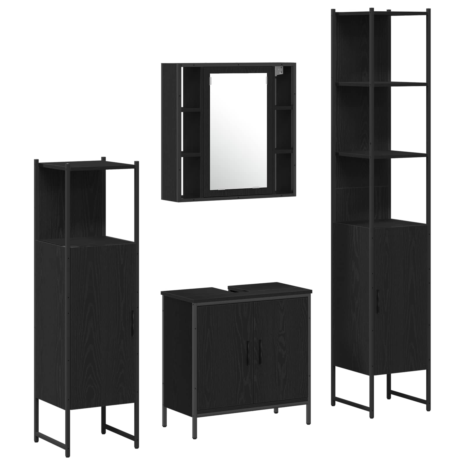 Ensemble de mobilier de salle de bain 4 pièces Noir