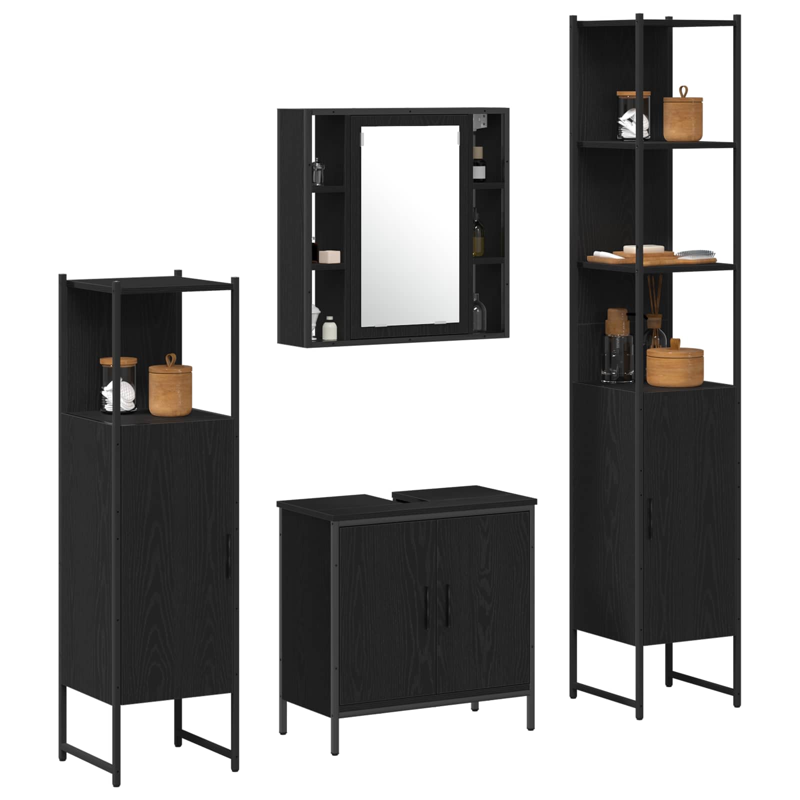 Ensemble de mobilier de salle de bain 4 pièces Noir
