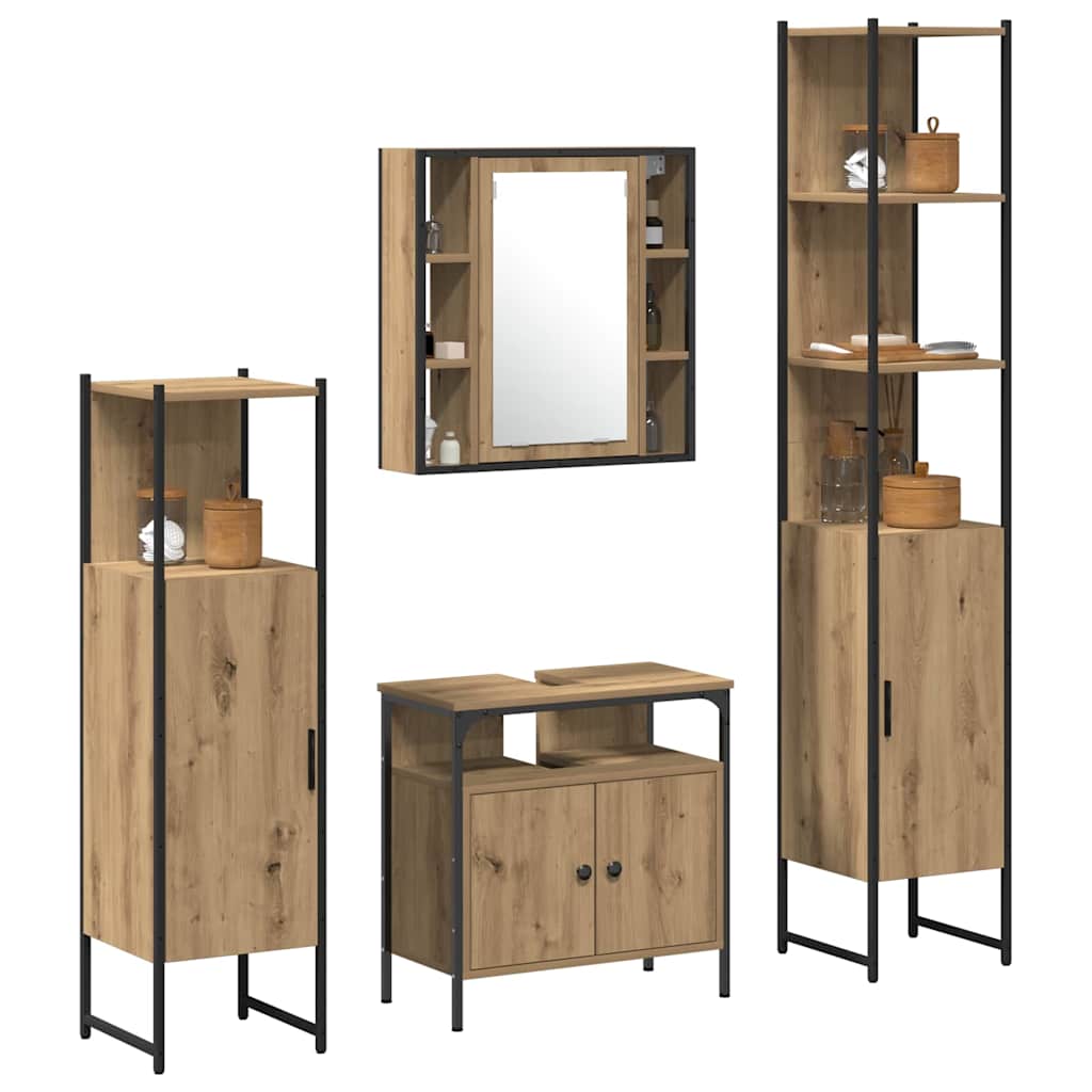 Ensemble de mobilier de salle de bain 4 pc Chêne artisanal