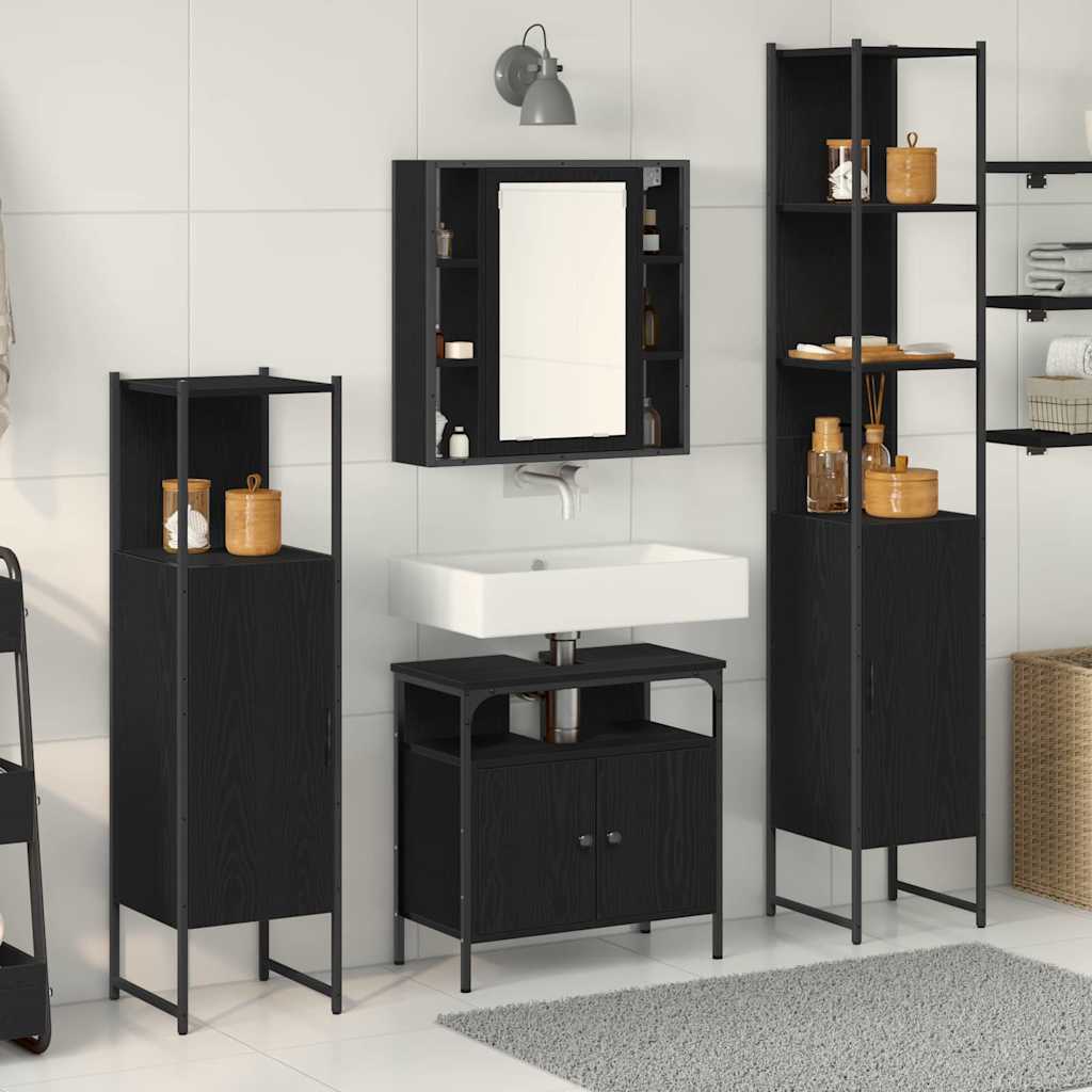 Ensemble de mobilier de salle de bain 4 pc Chêne noir