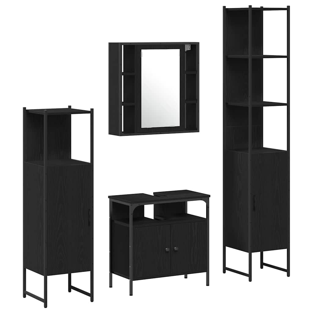 Ensemble de mobilier de salle de bain 4 pc Chêne noir