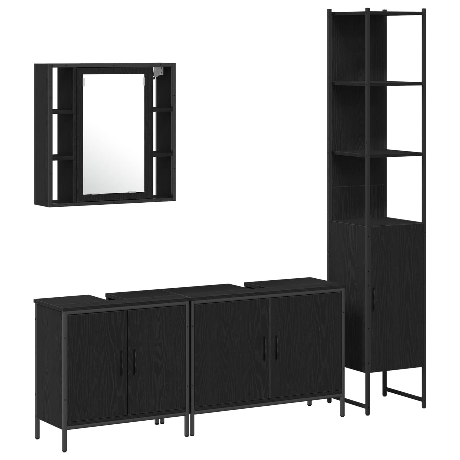 Ensemble de mobilier de salle de bain 4 pièces Noir