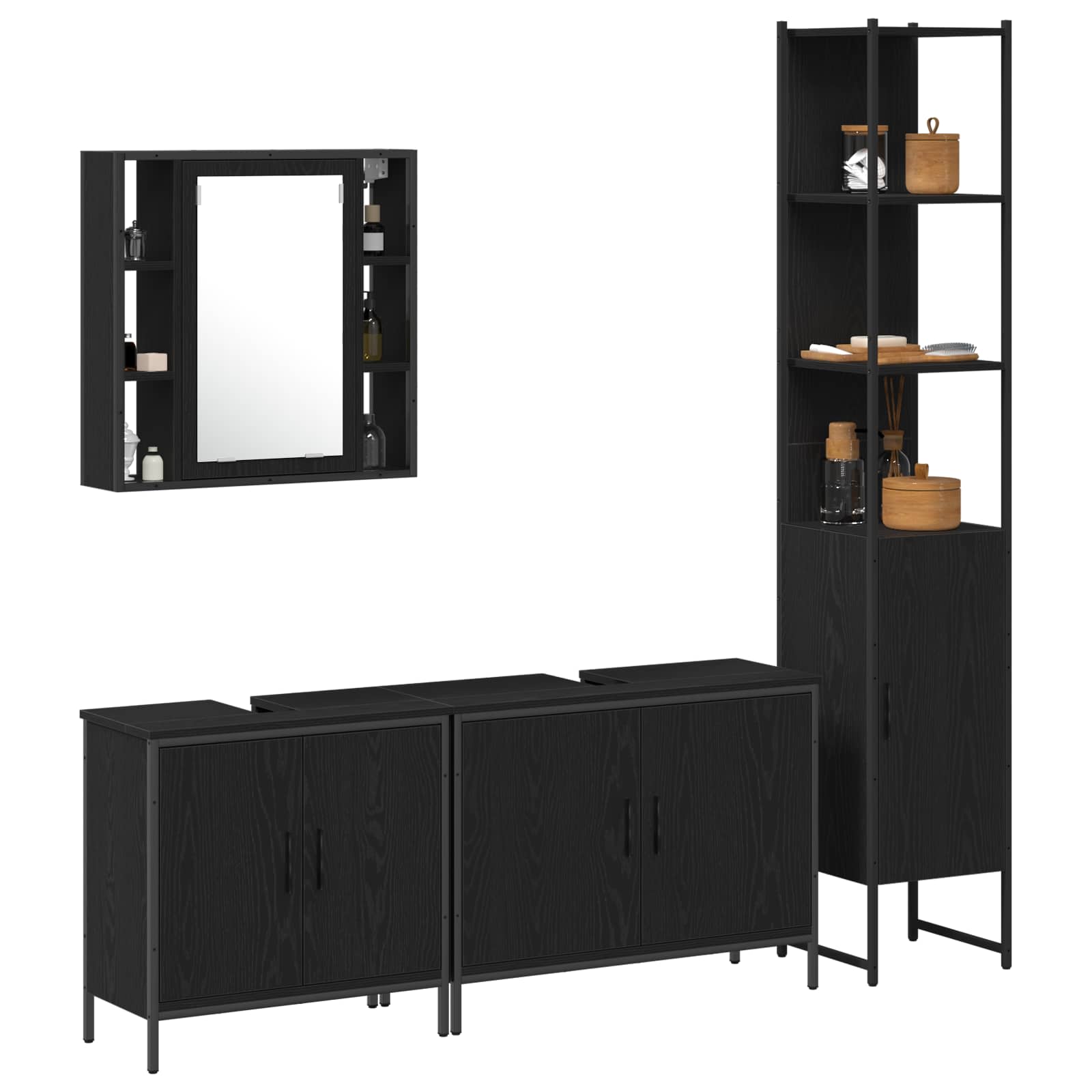 Ensemble de mobilier de salle de bain 4 pièces Noir