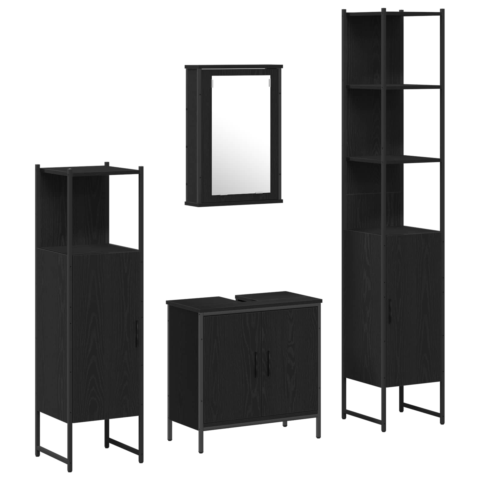 Ensemble de mobilier de salle de bain 4 pc Noir