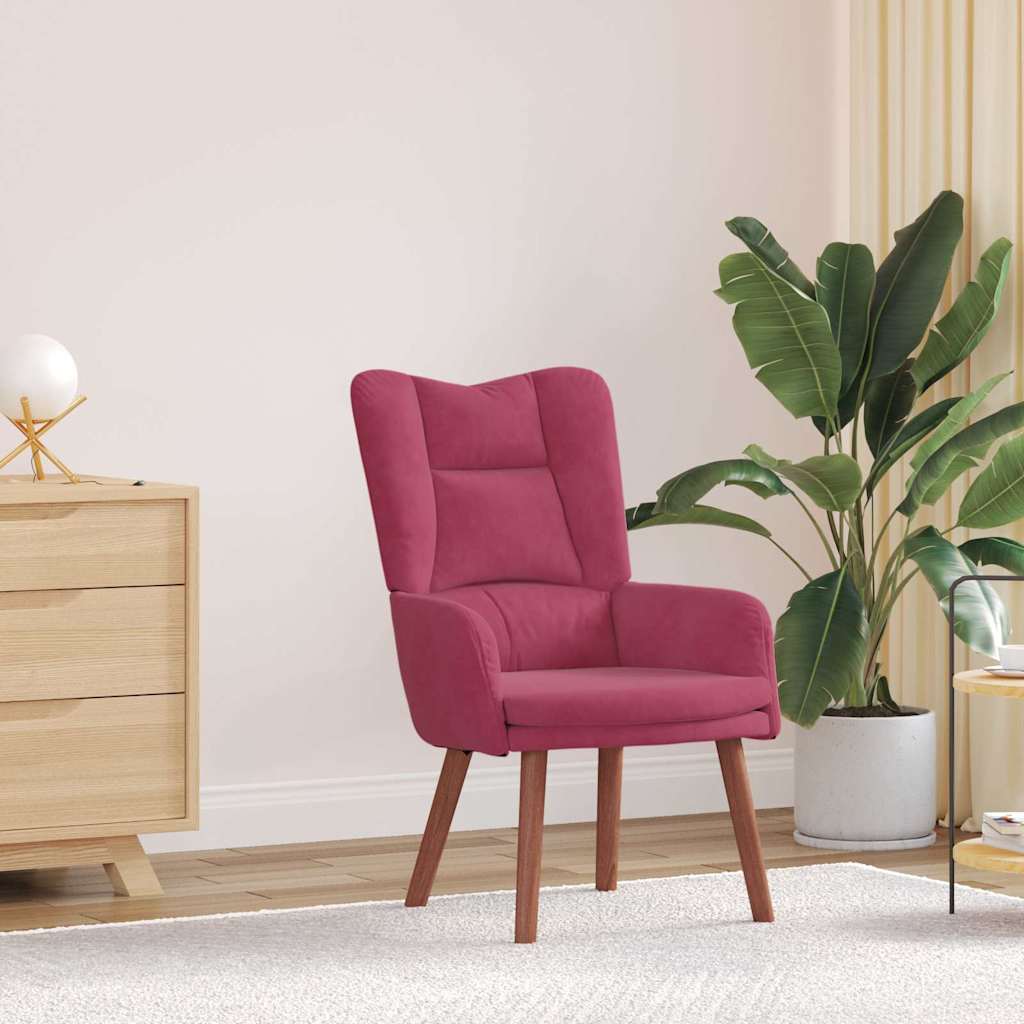 Fauteuil relaxant Rouge bordeaux 63 x 67 x 94 cm Velours - XIOS
