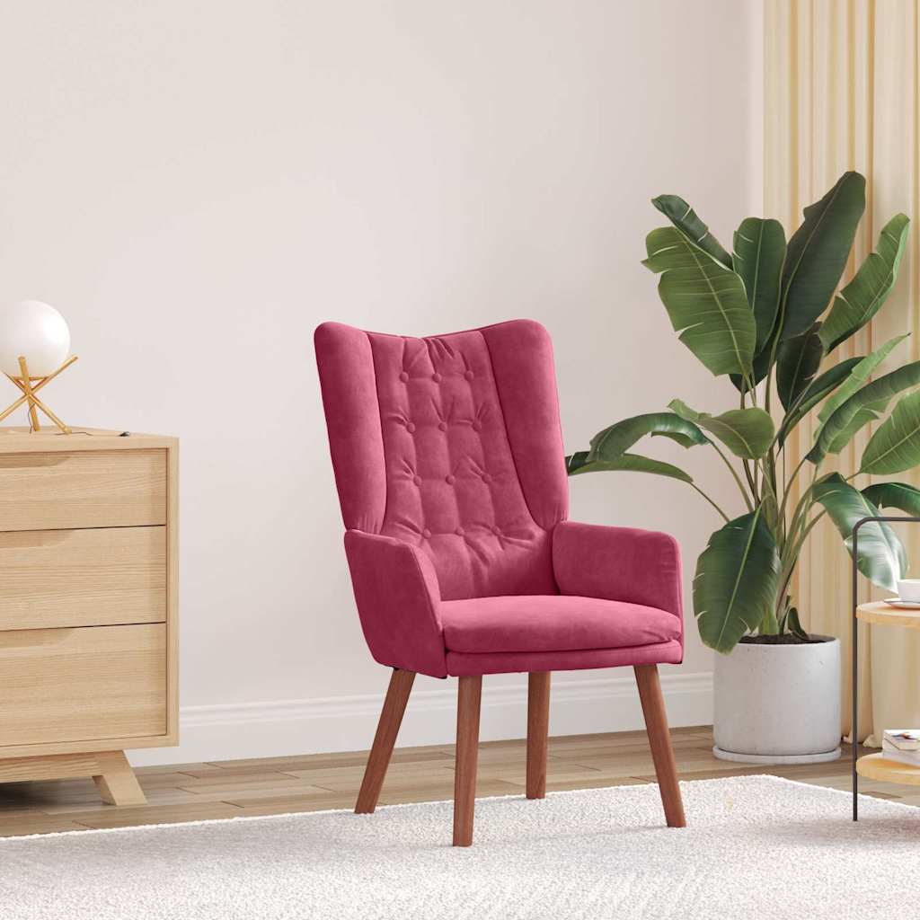 Fauteuil relaxant Rouge bordeaux 63 x 67 x 94 cm Velours - XIOS
