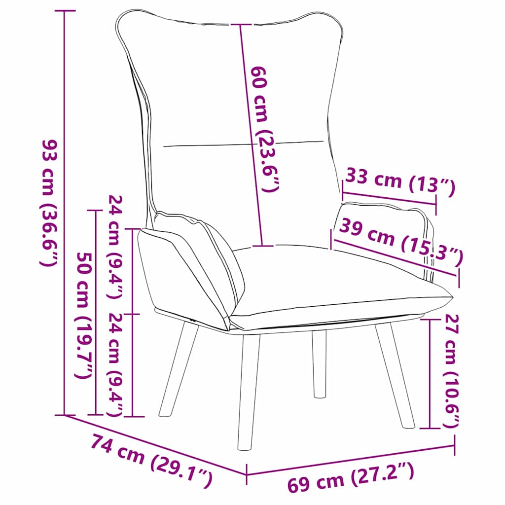 Fauteuil relaxant Gris clair 69 x 74 x 93 cm tissu - XIOS