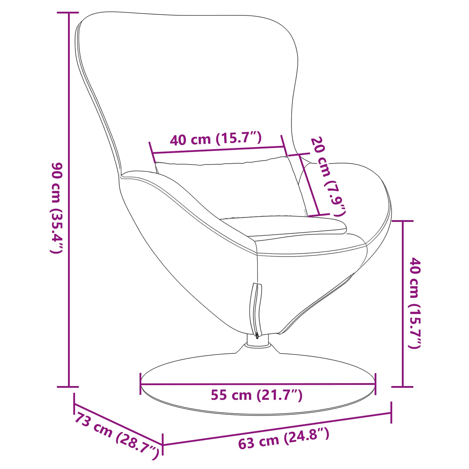 Fauteuil œuf Noir Velours