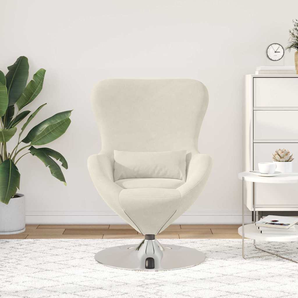 Fauteuil œuf Crème 63 x 73 x 90 cm Velours - XIOS