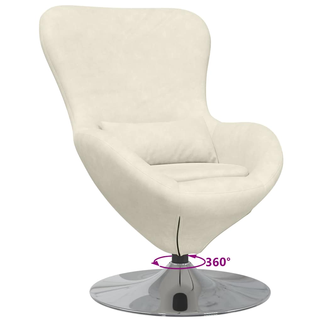 Fauteuil œuf Crème 63 x 73 x 90 cm Velours - XIOS