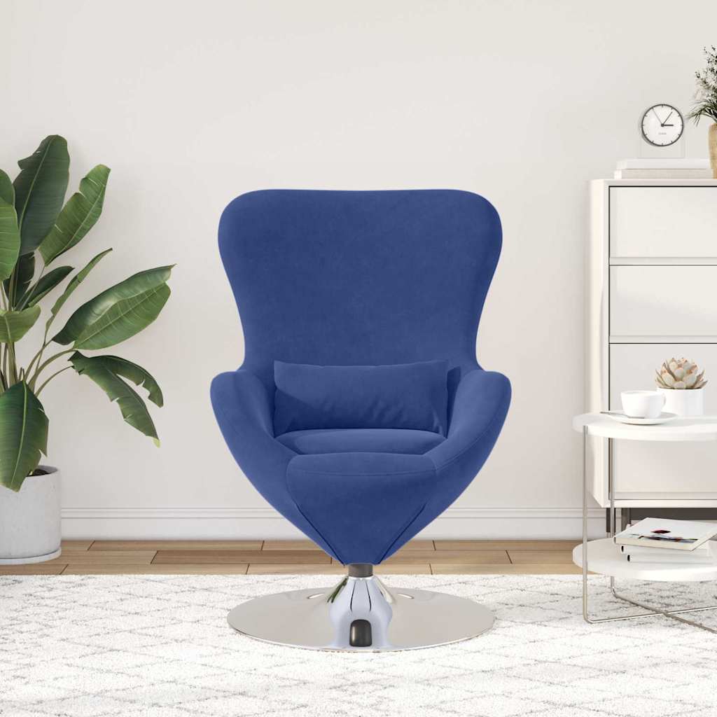 Fauteuil œuf Bleu police 63 x 73 x 90 cm Velours - XIOS