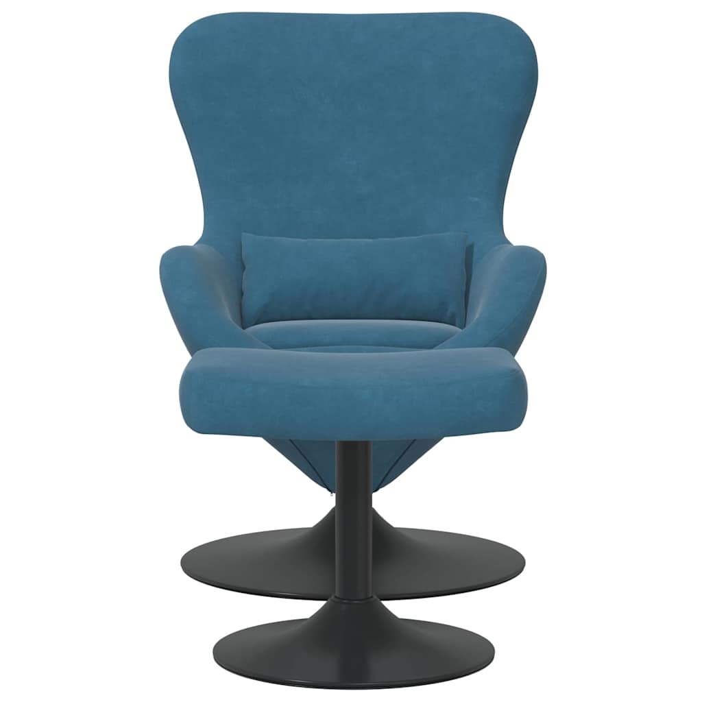 Chaise Œuf avec Pouf Bleu 63 x 73 x 90 cm Velours - XIOS