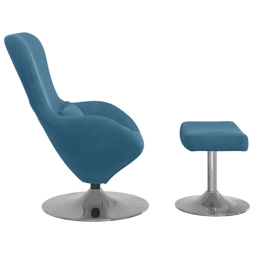 Chaise Œuf avec Pouf Bleu 63 x 73 x 90 cm Velours - XIOS