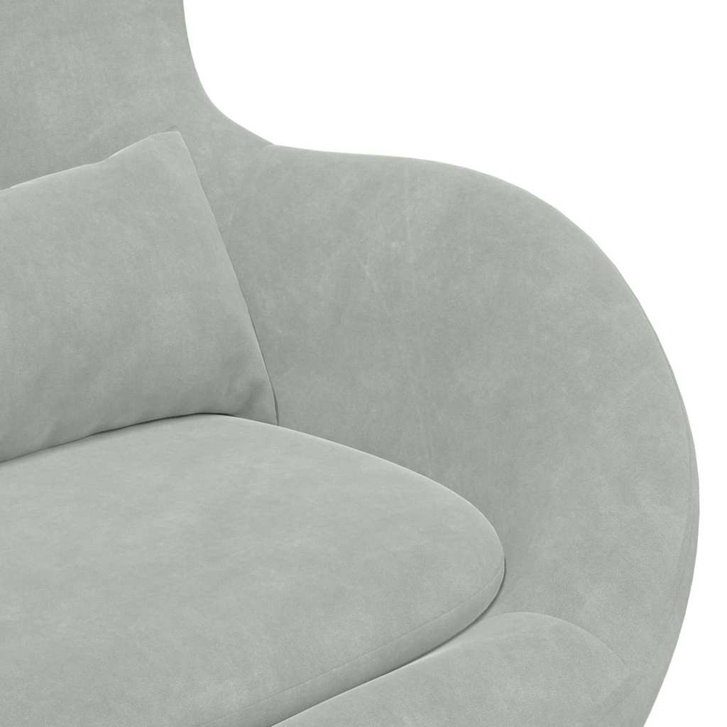 Chaise Œuf avec Pouf Gris clair 63 x 73 x 90 cm Velours - XIOS